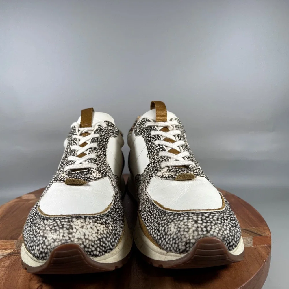 Madewell MWL Court‎ Sneakers White Animal Print Calf Hair Womens 11 Mens 9.5